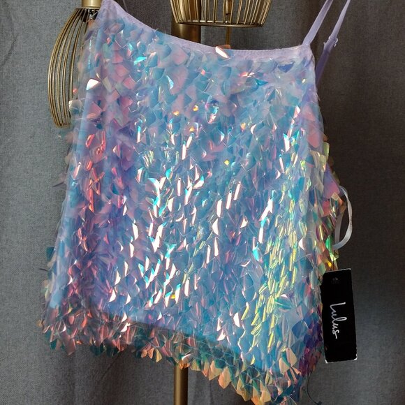 Lulus Tops - Lulu’s Iridescent Sequin Camisole Crop Top NWT Pastel Festival Party